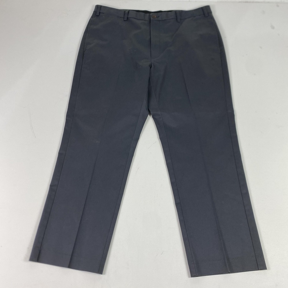 Orvis Pants Mens 40x30 Gray Stretch Chino Dress Casual Cotton Spandex Flat Front